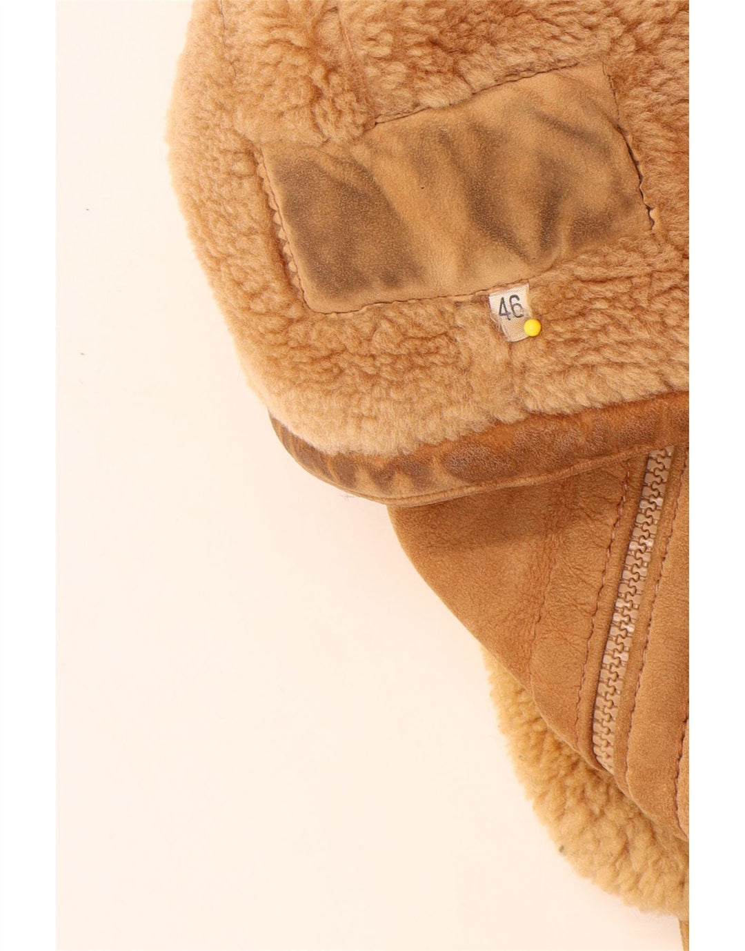 Jachetă vintage pentru femei din shearling IT 46 din piele mare bej