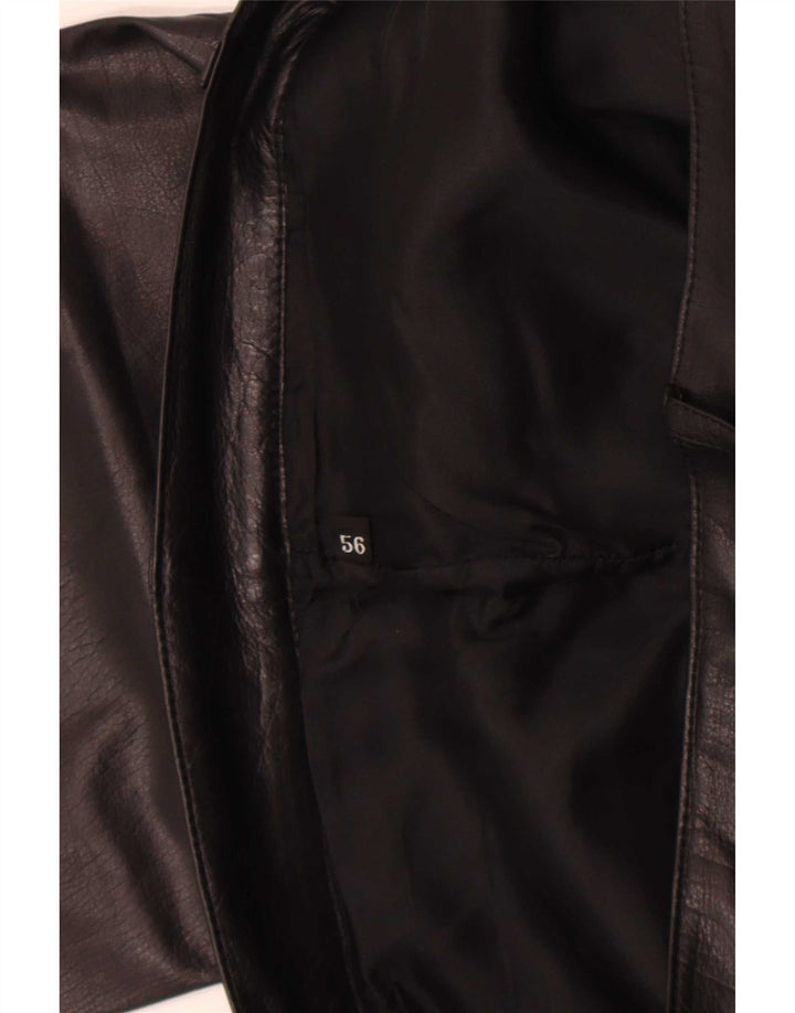Pantaloni drepți din piele vintage pentru femei W36 L32 negri