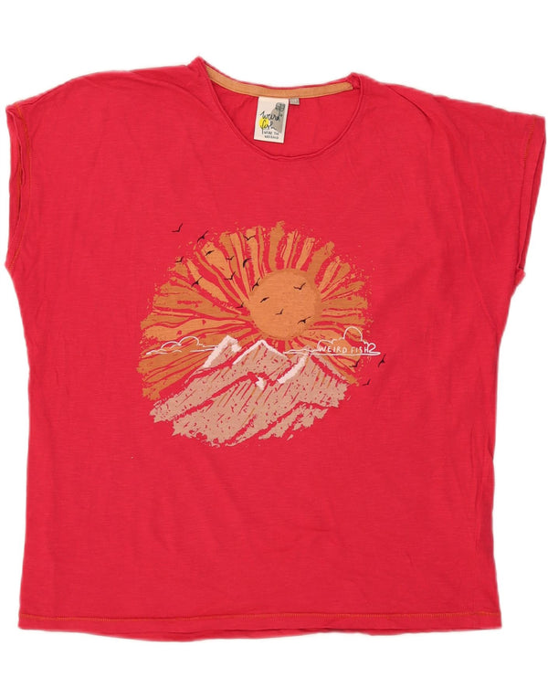 Tricou grafic pentru femei Weird Fish Top UK 14, mare, roz din bumbac