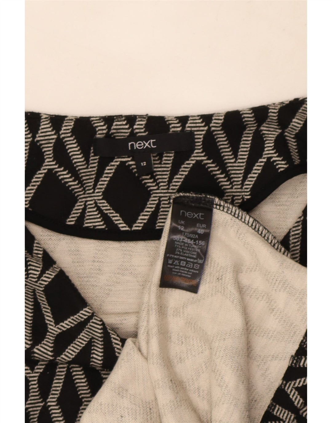 Next Rochie teacă pentru femei UK 12 Medium Gri Geometric Poliester