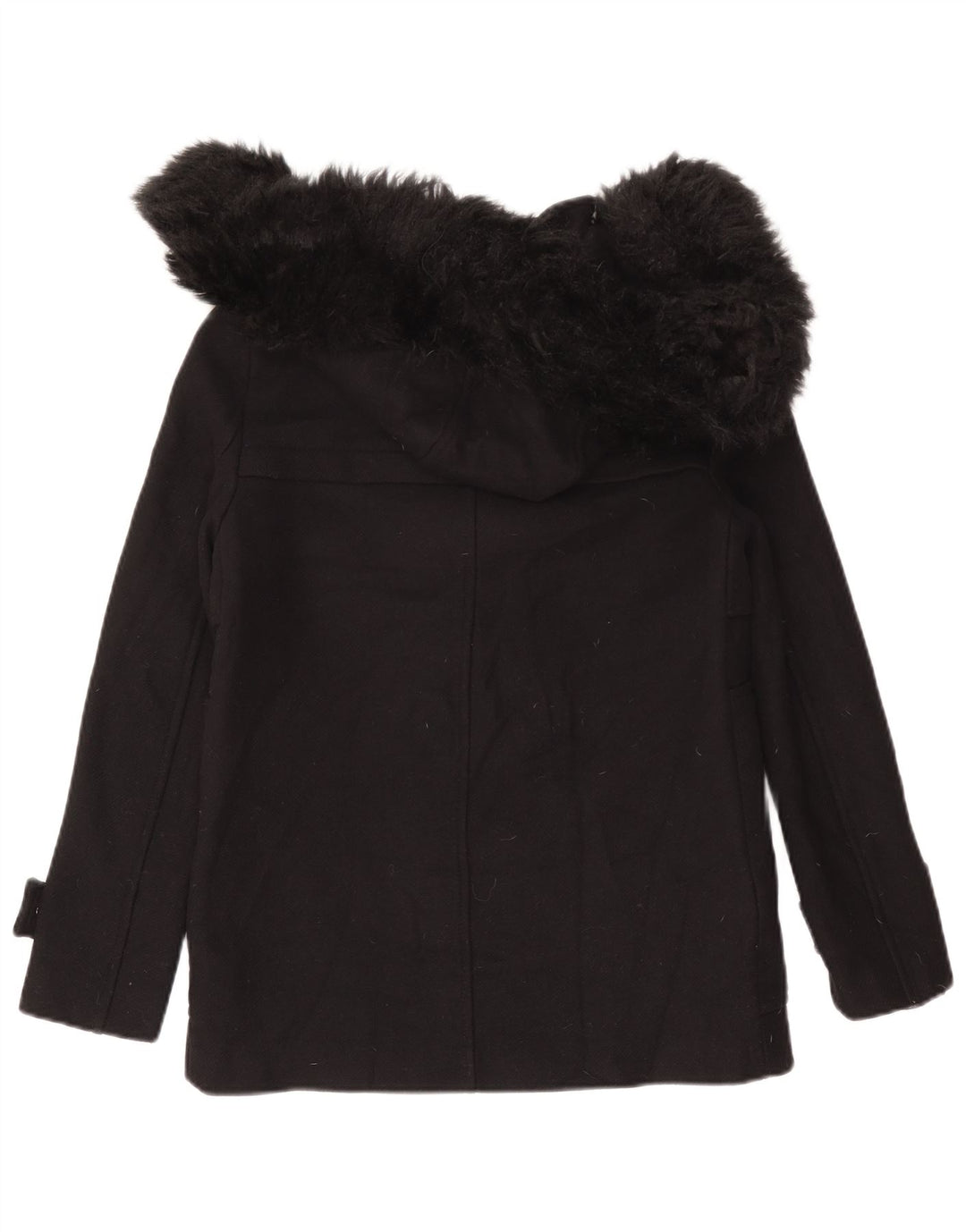 Zara Womens Duffle Jacket UK 12 Medium Black Wool