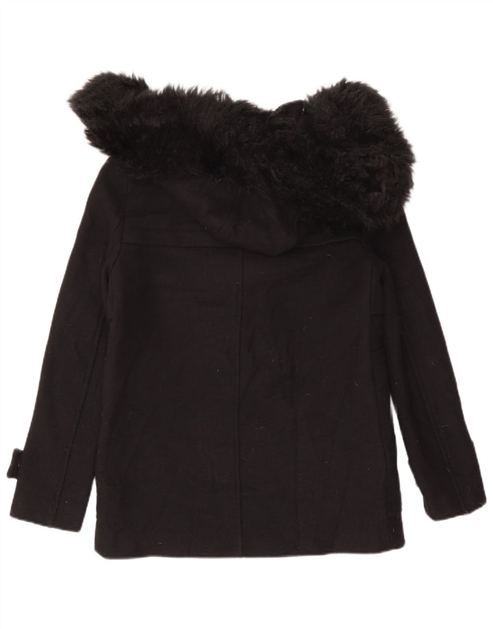 Zara Womens Duffle Jacket UK 12 Medium Black Wool