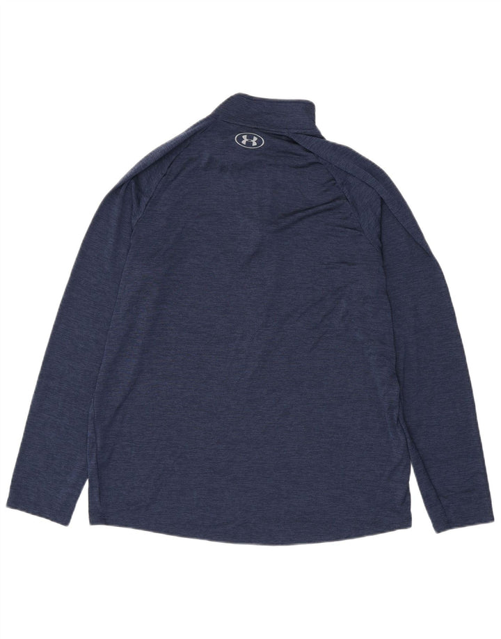 Top de trening Under Armour Heat Gear pentru bărbați, cu fermoar, cu gât, mare, bleumarin