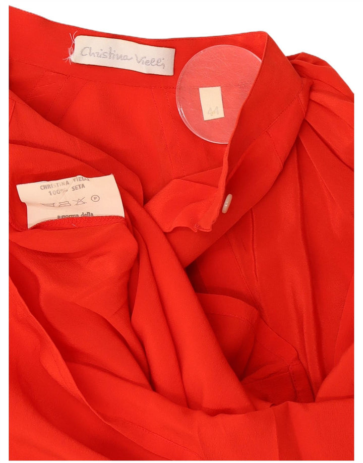 Bluză Cămașă Vintage Femei IT 44 Mătase Roșu Mediu