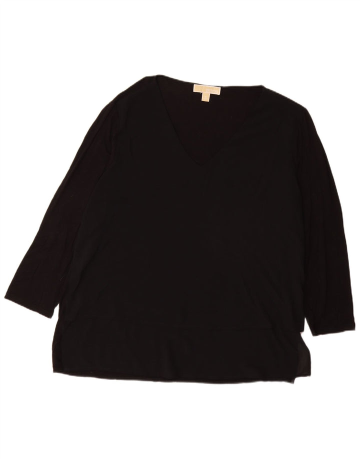 Top femei MICHAEL KORS mâneci 3/4 UK 18 XL negru sintetic