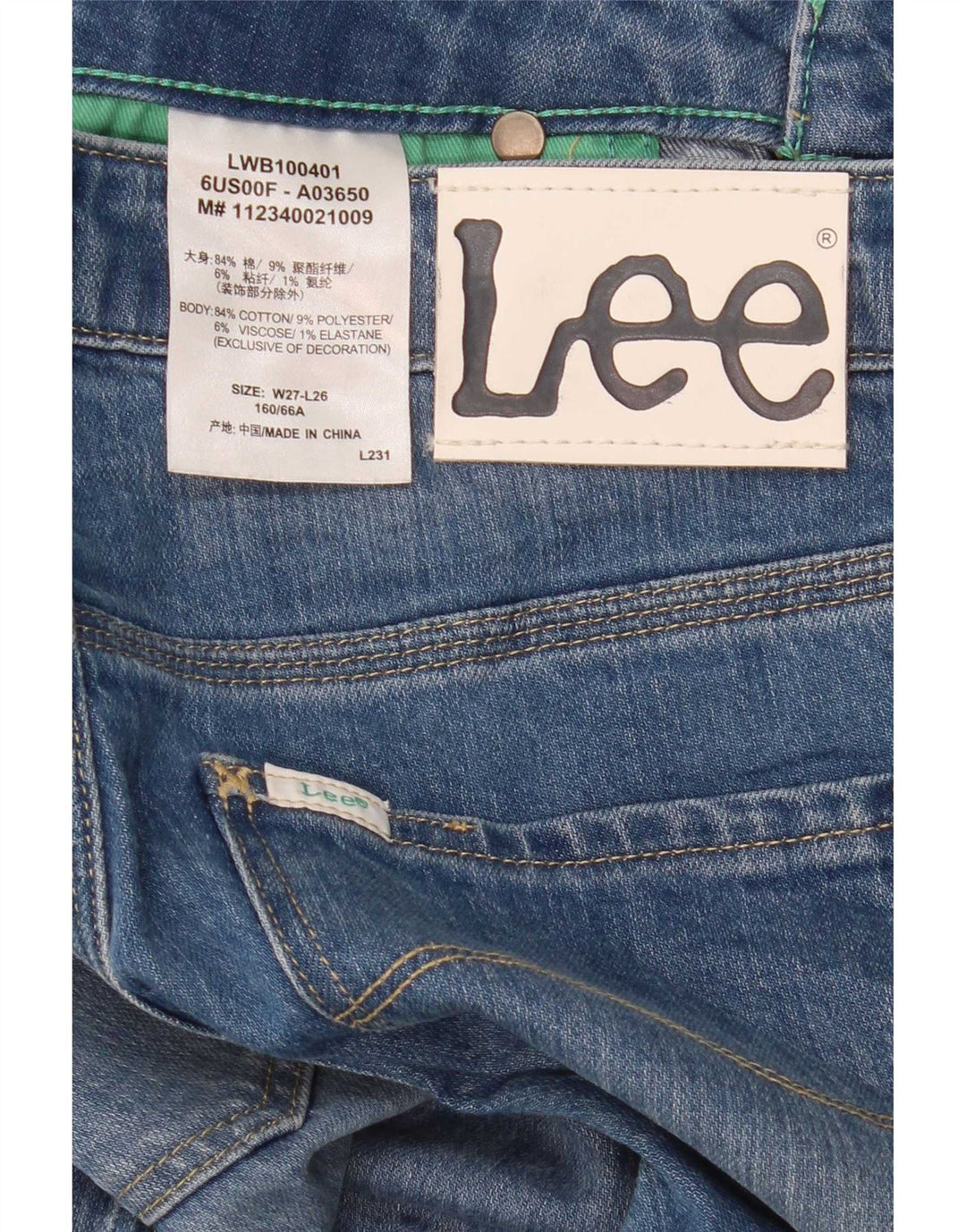 Blugi slim pentru damă Lee Distressed W27 L26 Bumbac albastru