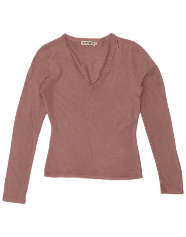 Topshop Top pentru femei cu mânecă lungă UK 8 mic roz acrilic