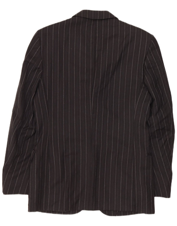 Jachetă pentru bărbați Zara cu 2 nasturi EU 46 Lână neagră cu dungi mici