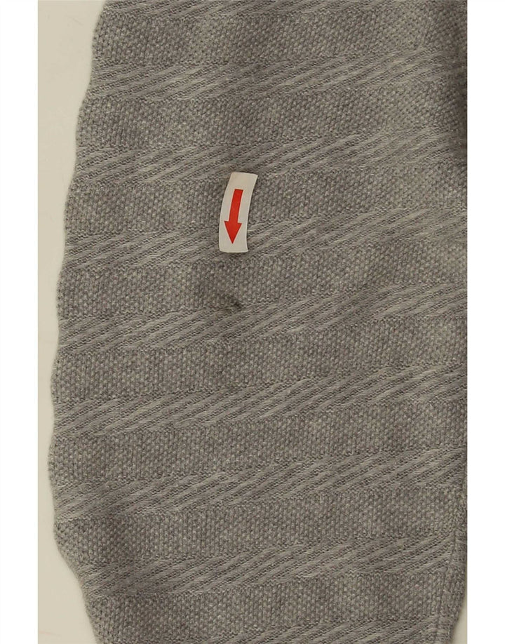 Pulover Massimo Dutti pentru bărbați, cu gât cu nasturi, XL, bumbac cu dungi gri