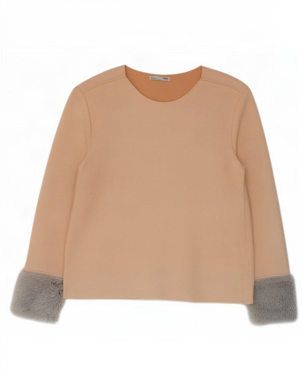 Bluză pentru femei Zara UK 12 Medium Bej Colorblock