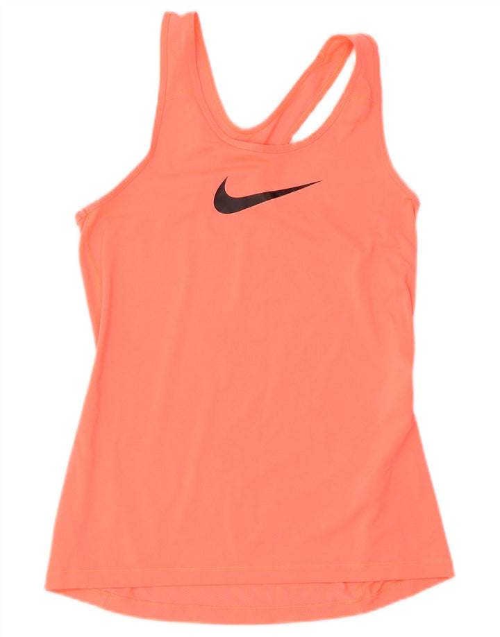Top cu vestă grafică Nike Dri Fit pentru femei UK 12 Poliester roz mediu