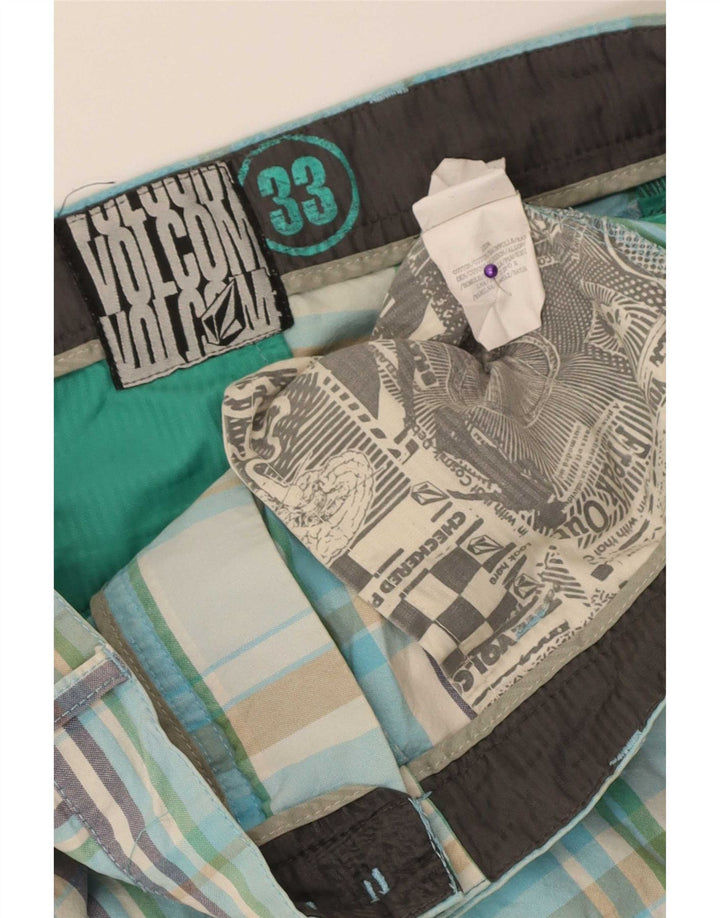 Pantaloni scurți chino pentru bărbați Volcom W33, bumbac cu carouri multicolore medii