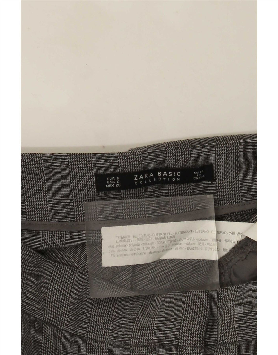 Pantaloni de costum slim pentru femei Zara Mici L26 L27 Poliester cu carouri gri
