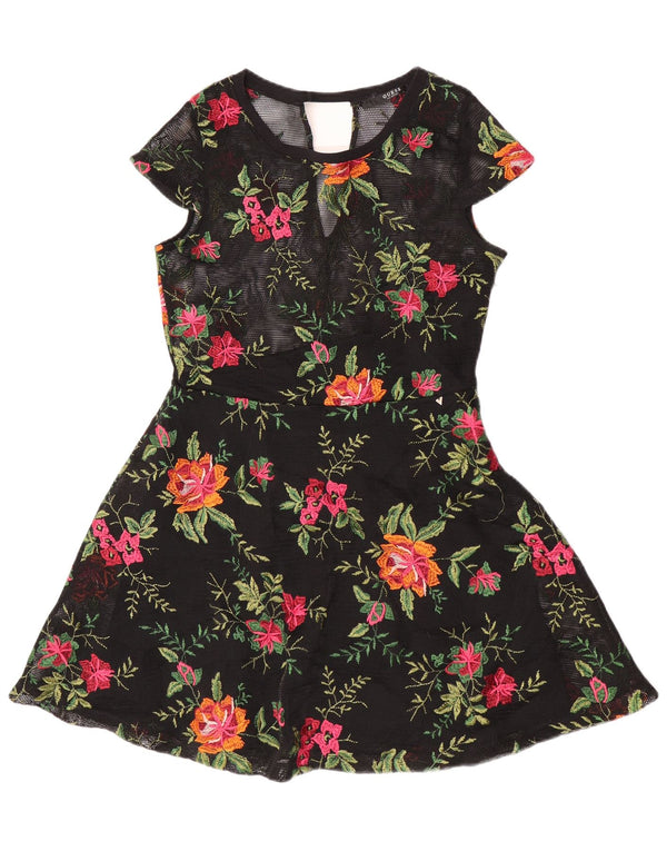 Rochie Guess pentru femei See Through A-Line UK 8 Poliester floral negru mic