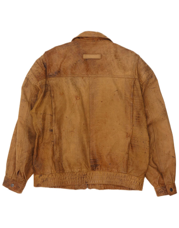 Jachetă de piele vintage pentru bărbați UK 40 Large Beige