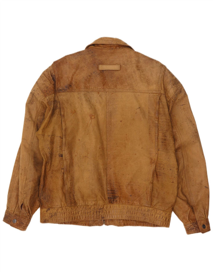 Jachetă de piele vintage pentru bărbați UK 40 Large Beige