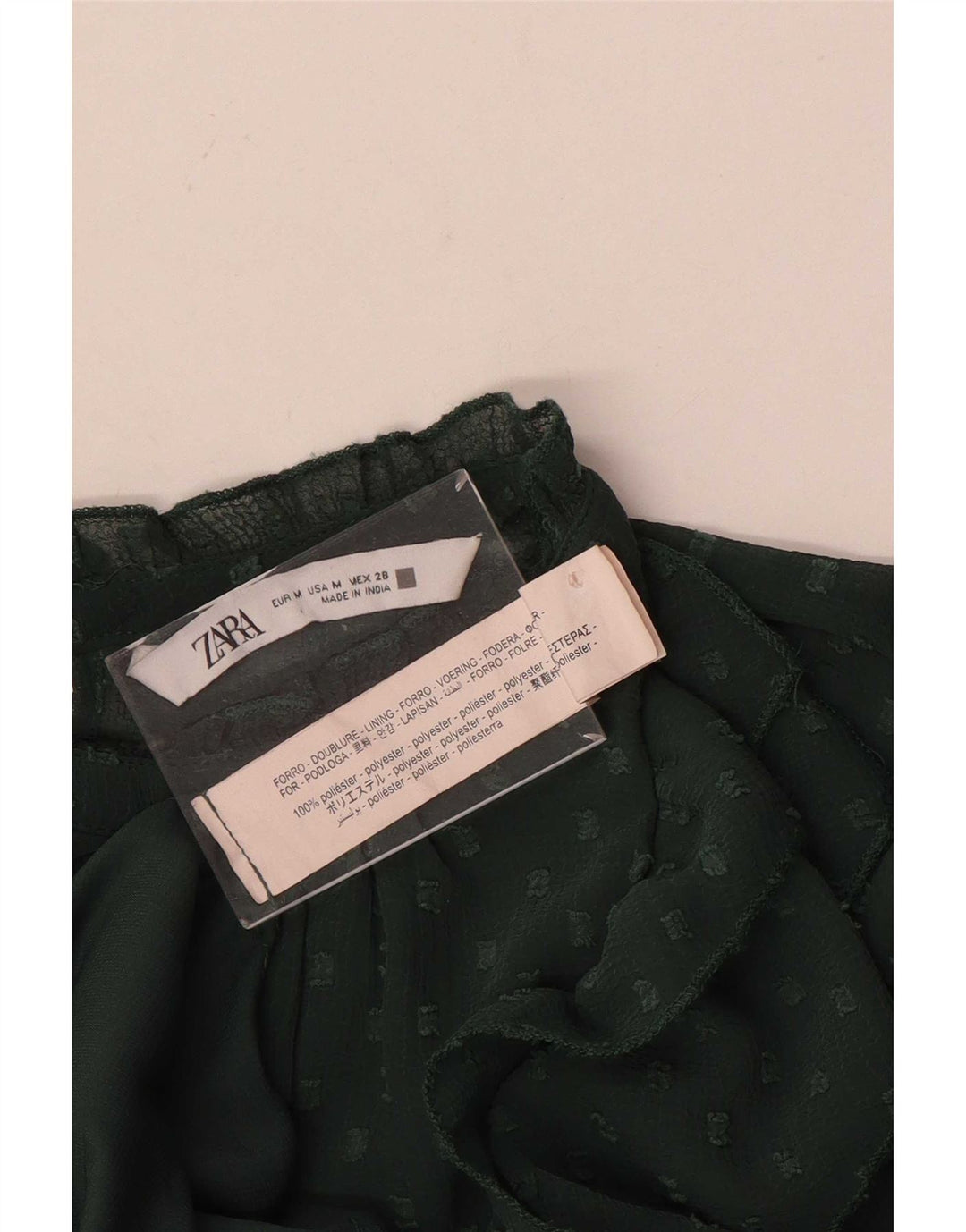 Rochie A-Line pentru femei Zara cu maneci lungi cu volane in fata UK 14 verde mediu