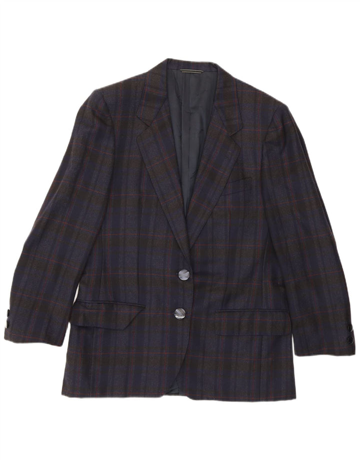 Jachetă Blazer pentru femei Aquascutum cu 2 nasturi UK 14 Medium Bleumarin Check