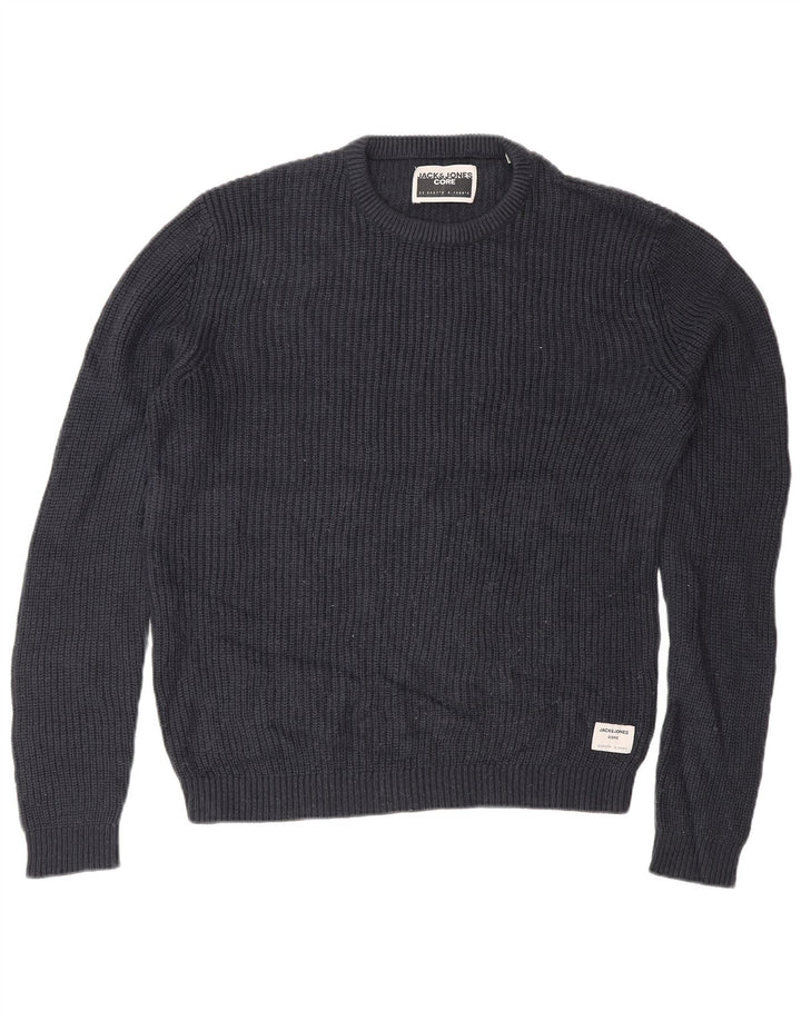 Pulover Jack & Jones pentru bărbați cu decolteu rotund, acrilic, albastru bleumarin mediu