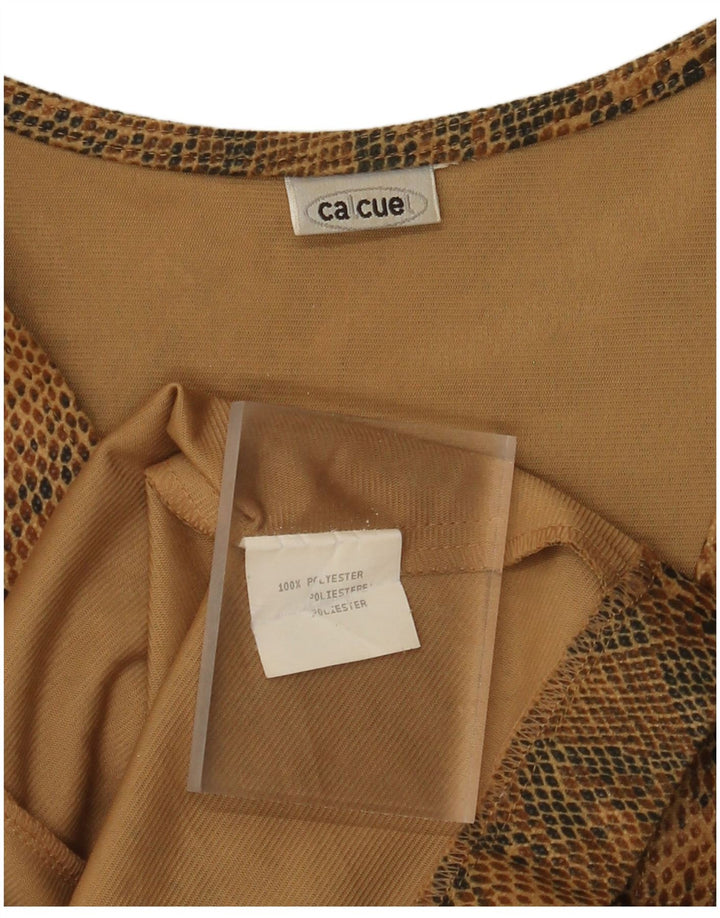 VINTAGE Gilet pentru femei UK 18 XL Maro Poliester Animal Print