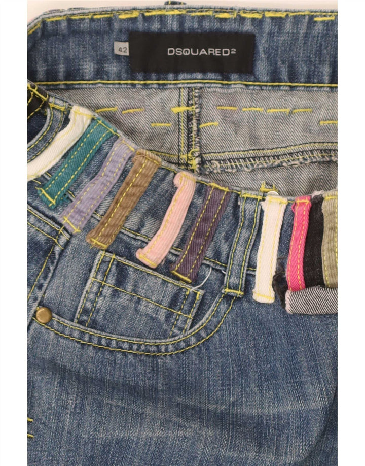 Dsquared2 Fusta mini denim pentru femei IT 42 Medium W30 Bumbac color-bloch albastru