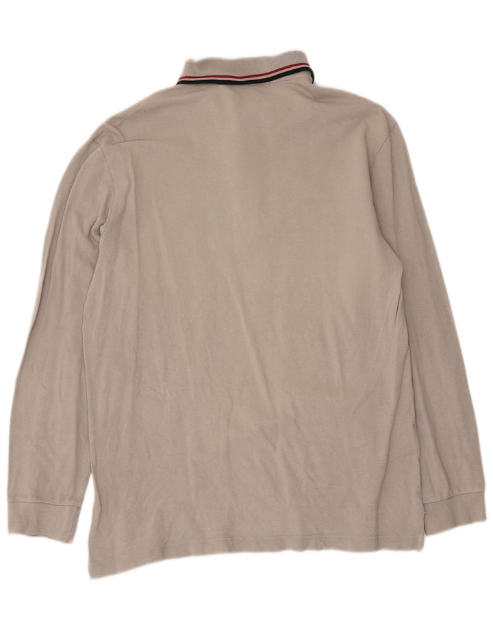 Cămașă polo cu mânecă lungă pentru bărbați Fred Perry, bumbac, gri mediu, clasic