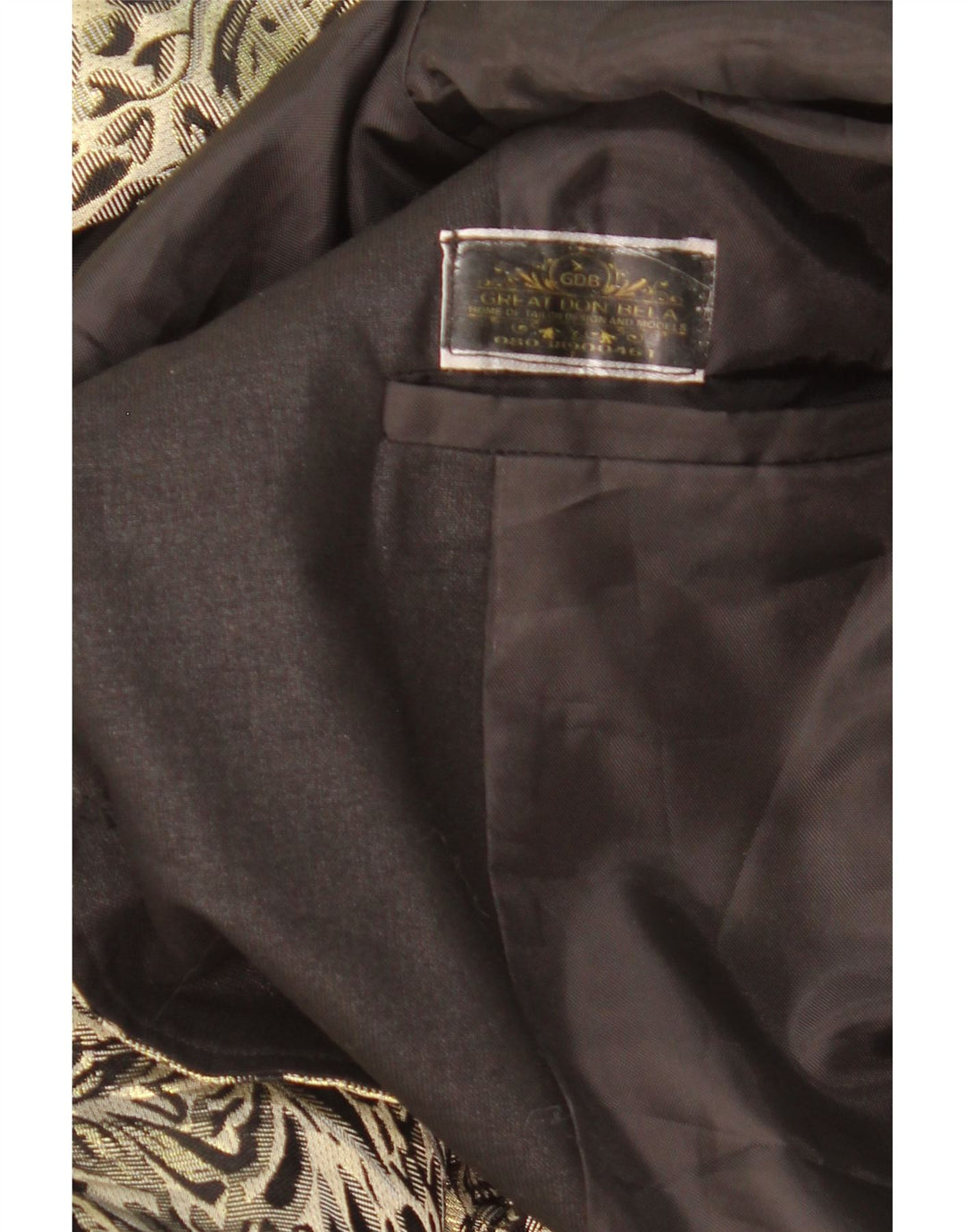 Jachetă vintage pentru bărbați cu 1 nasture, UK 38 Medium Gold Paisley