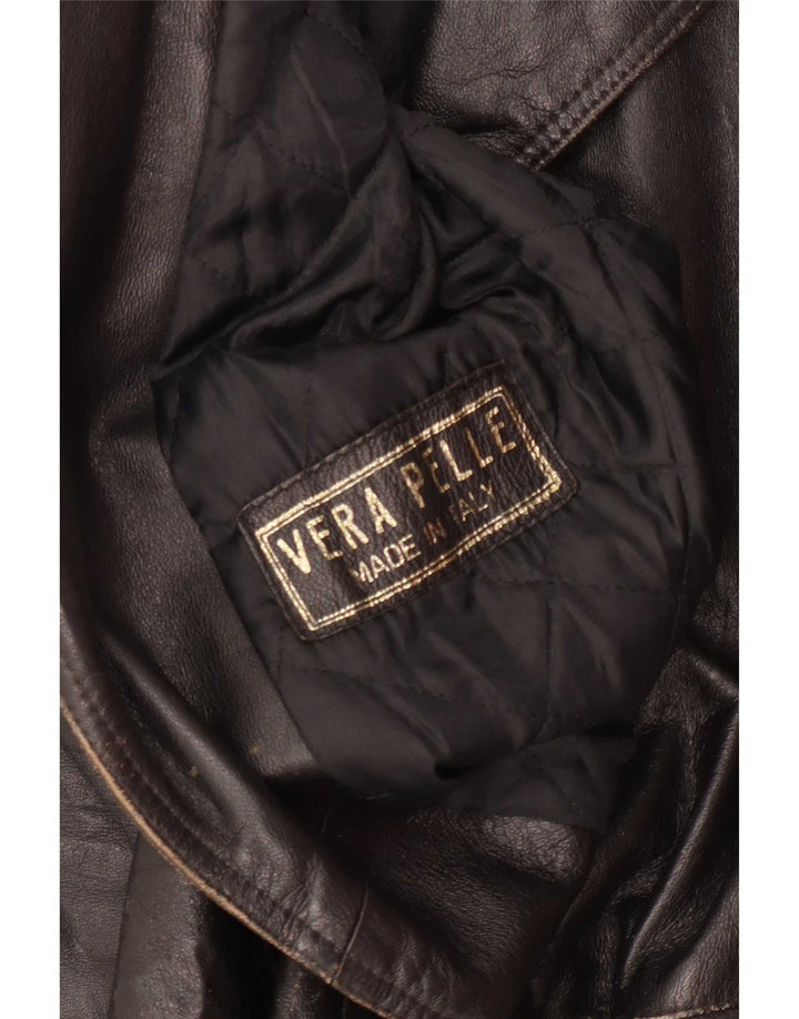 Jachetă de piele vintage pentru femei cu mâneci 3/4 IT 42 maro mediu
