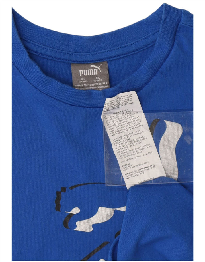 Tricou grafic PUMA pentru băieți Top 10-11 ani Bumbac albastru mediu