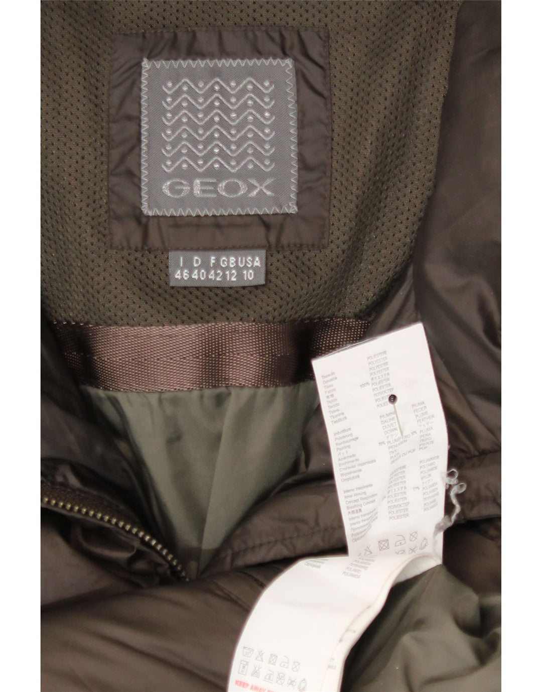 Palton căptușit cu glugă Geox pentru femei UK 12 Poliester maro mediu
