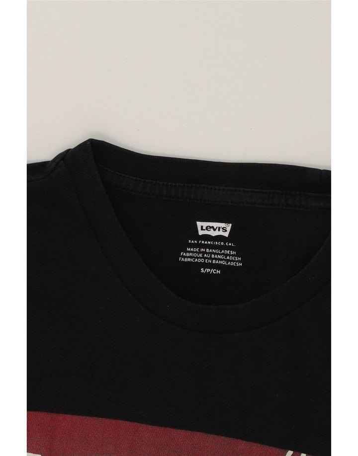 LEVI'S Mens Graphic T-Shirt Top Small Black Cotton Vintage Levi's and Second-Hand Levi's from Messina Hembry 