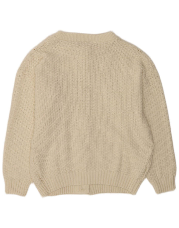 Pulover Cardigan Vintage pentru femei UK 16 Large White Argyle/Diamond Acrylic