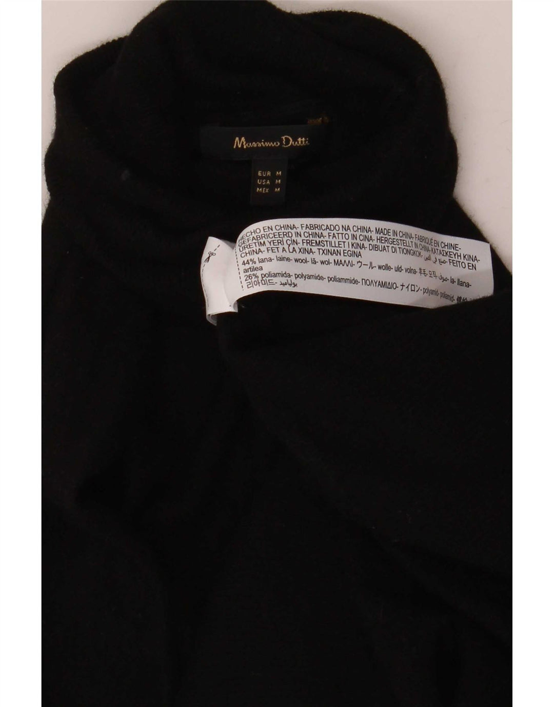 Pulover pentru femei Massimo Dutti cu gât rulat din lână neagră medie UK 14