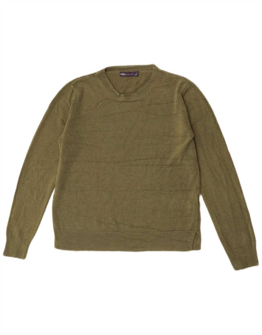 Pulover pentru femei Marks & Spencer cu decolteu rotund UK 12 Medium Kaki Acrilic