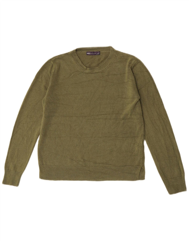 Pulover pentru femei Marks & Spencer cu decolteu rotund UK 12 Medium Kaki Acrilic