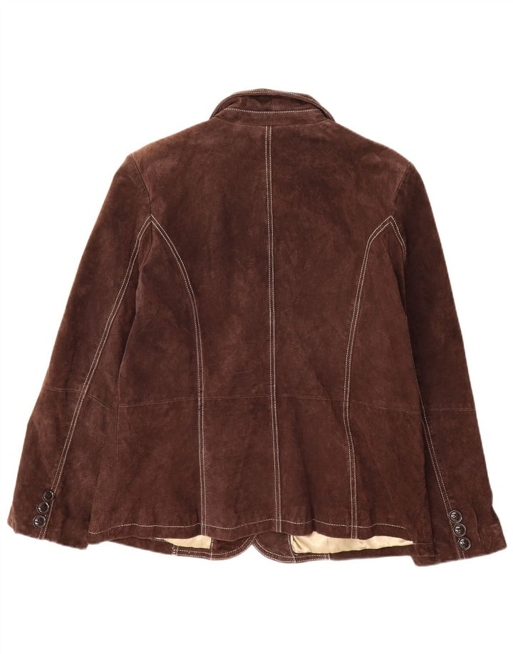 Jachetă pentru femei Yessica de piele intoarsa cu 3 nasturi EU 46 XL din piele maro