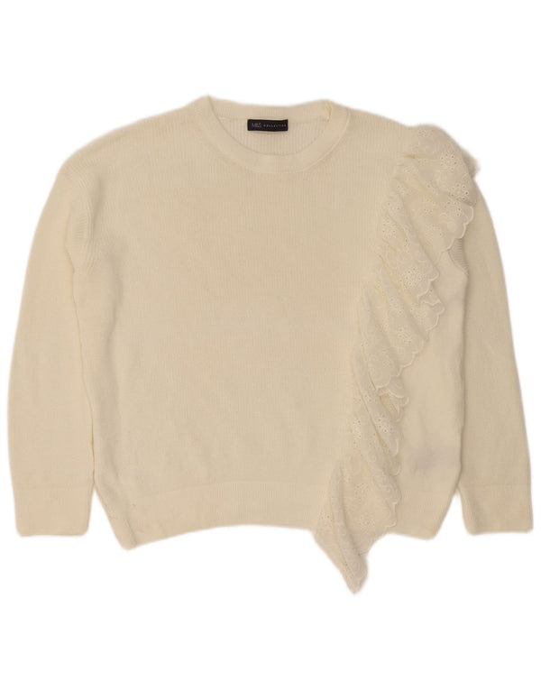 Pulover pentru femei Marks & Spencer cu gâtul cu barca UK 12 Medium White