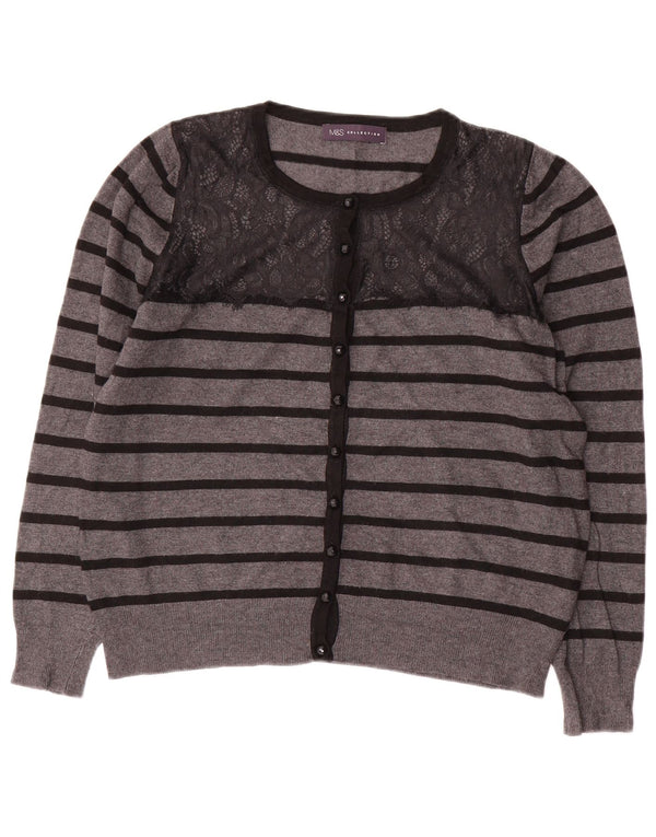 MARKS & SPENCER Pulover cardigan crop pentru femei UK 14 Medium Gri Dunge