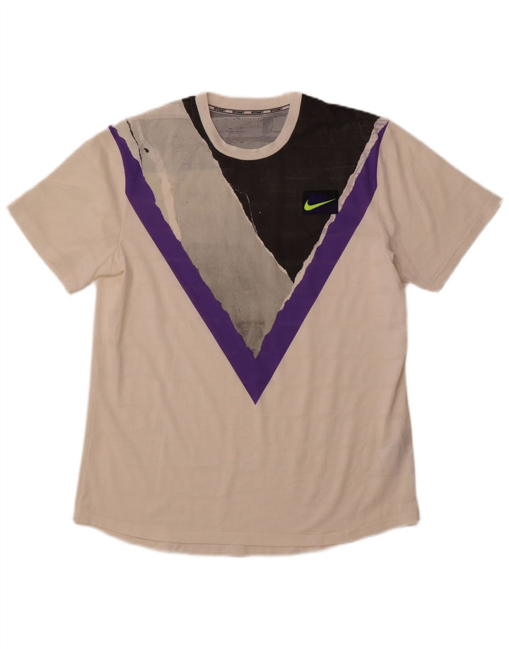 Tricou grafic NIKE Dri Fit pentru bărbați Top mare, alb, poliester color bloc