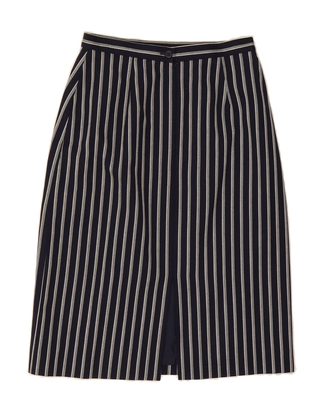 PLANET Womens A-Line Skirt UK 12 Medium W28  Navy Blue Striped Vintage Planet and Second-Hand Planet from Messina Hembry 