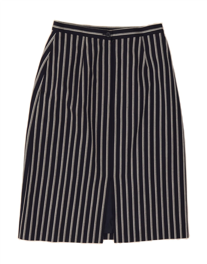 PLANET Womens A-Line Skirt UK 12 Medium W28  Navy Blue Striped Vintage Planet and Second-Hand Planet from Messina Hembry 
