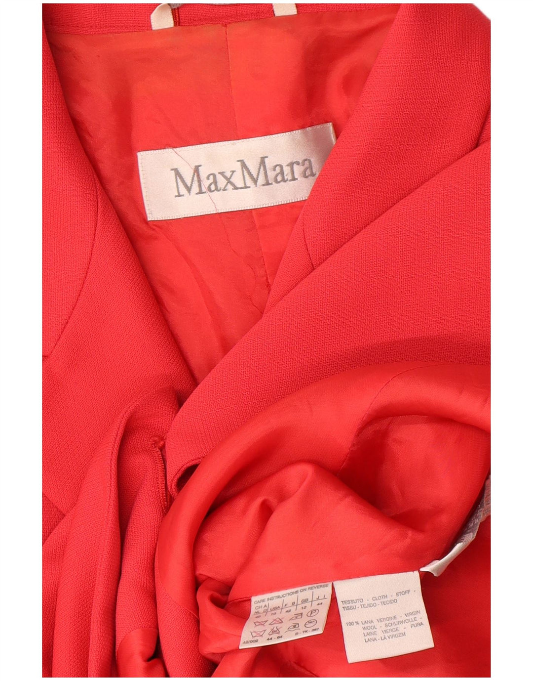 Jachetă Blazer pentru femei Max Mara cu 3 nasturi UK 12 Lână roșie medie