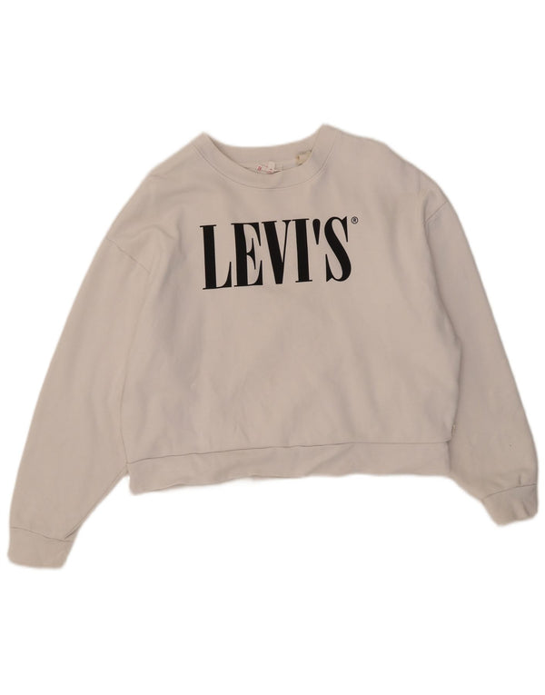 Pulover pentru femei Levi's Crop Graphic Oversized Sweat UK 10 Small White