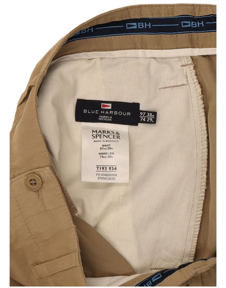 Marks & Spencer Pantaloni chino pentru bărbați Blue Harbour Bootcut W38 L29 bej