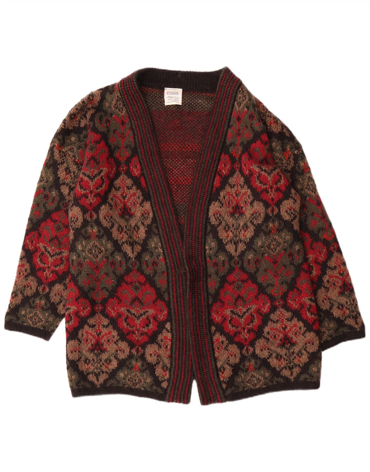 EASTEX Pulover cardigan supradimensionat pentru femei UK 16 Large Red Fair Isle Acrylic