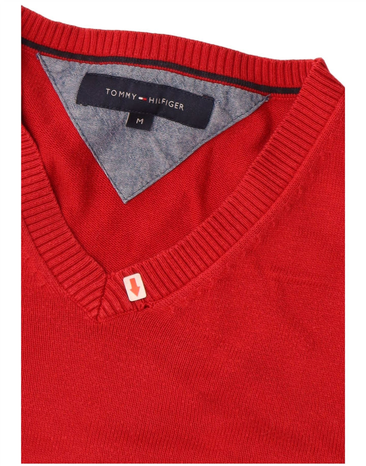 TOMMY HILFIGER Pulover cu decolteu în V pentru bărbați, bumbac roșu mediu