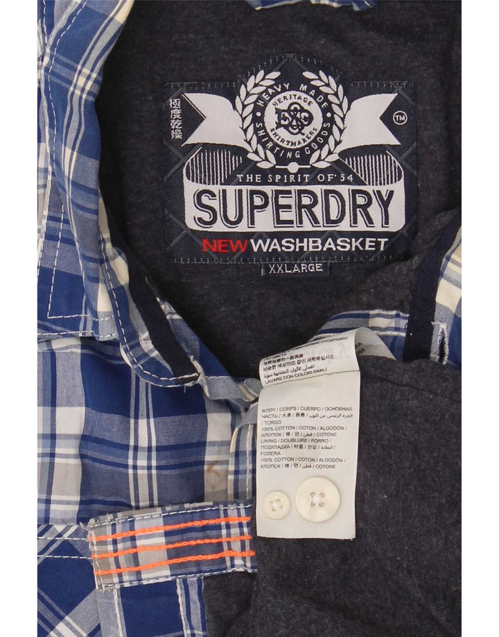 Cămașă pentru bărbați Superdry 2XL, bumbac cu carouri albastre