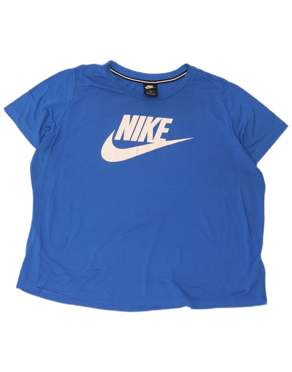 Tricou grafic Nike pentru femei Top UK 22 3XL Albastru Poliester