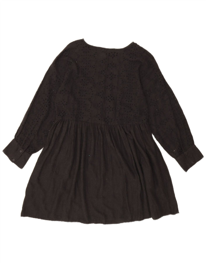 Rochie de bază supradimensionată cu mânecă lungă pentru femei Zara UK 10 Mic Negru Floral