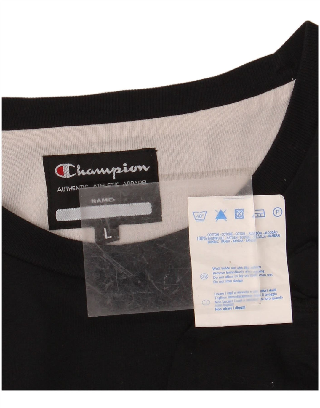 Top grafic pentru bărbați CHAMPION cu mânecă lungă, mare, negru, bumbac
